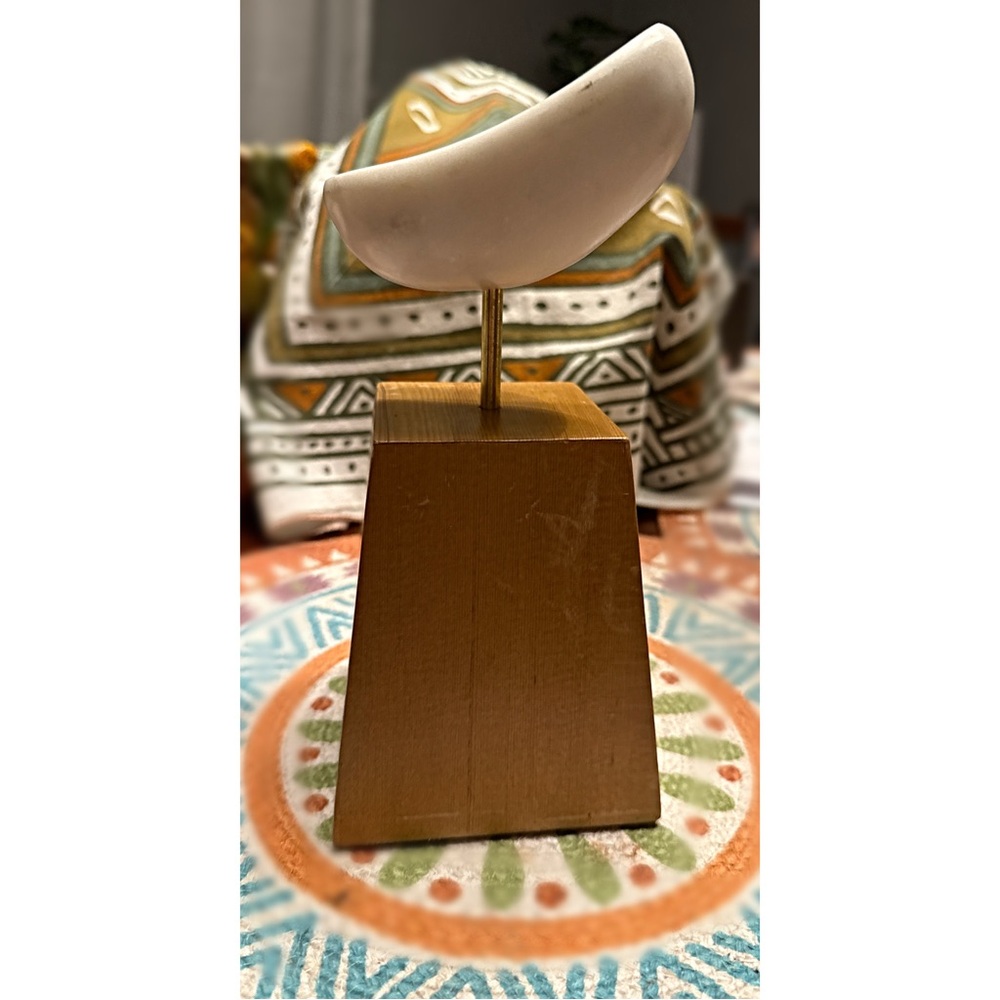 Crate&Barrel Wooden Base marble Lockhart bean sculpture